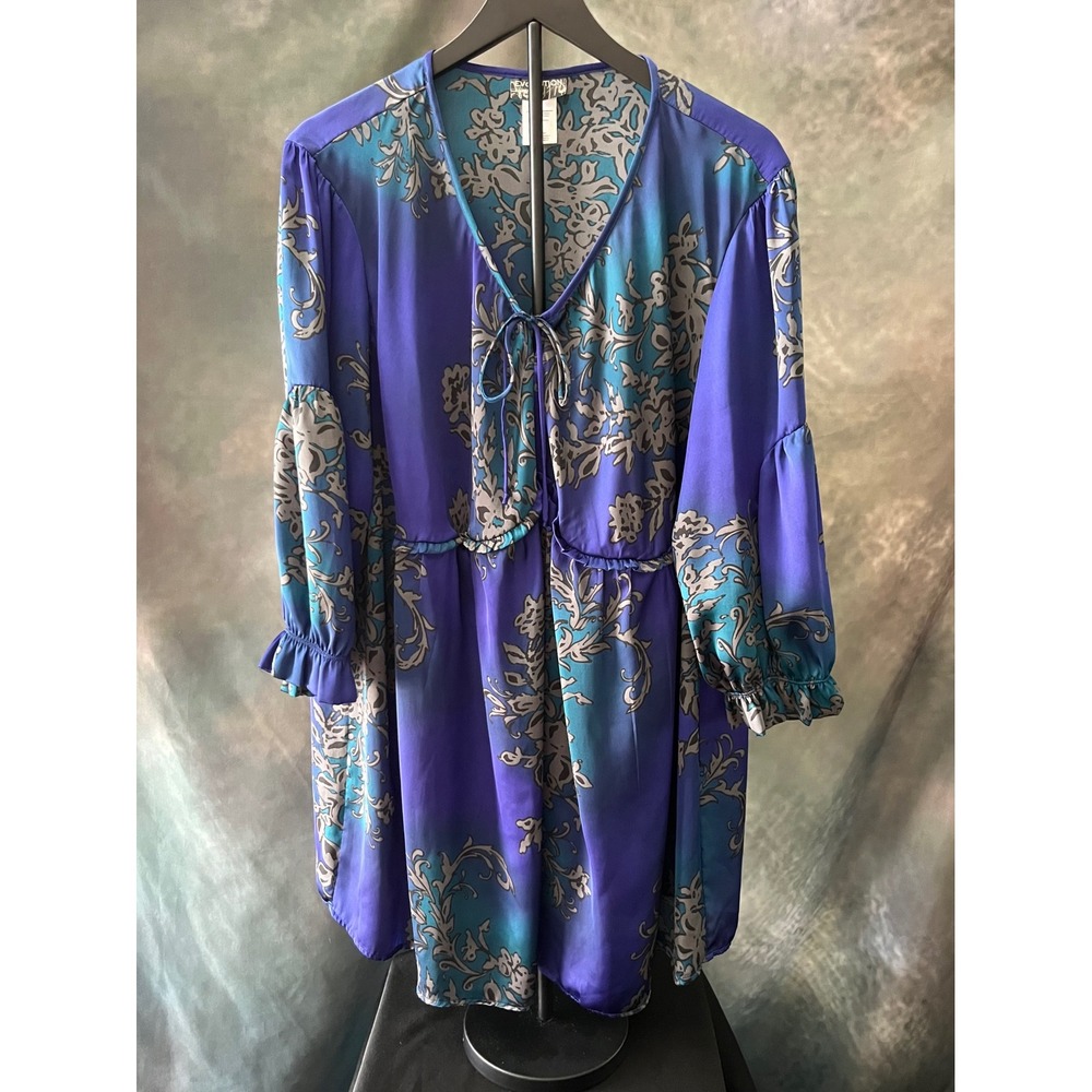 Evolution by Cyrus Plus‎ Size 3X Floral Print Blouson Sleeve Tunic Top